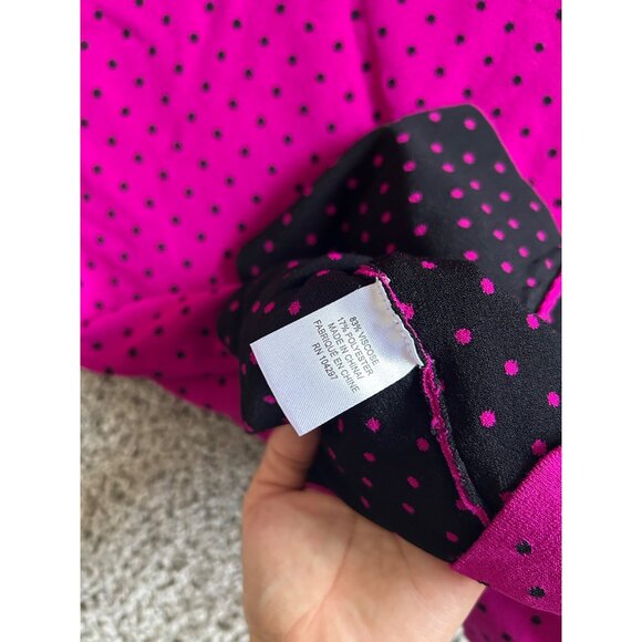 Milly Womens Size Small Fuchsia & Black Polka Dot Sleeveless Midi Sheath Dress - Picture 3 of 8